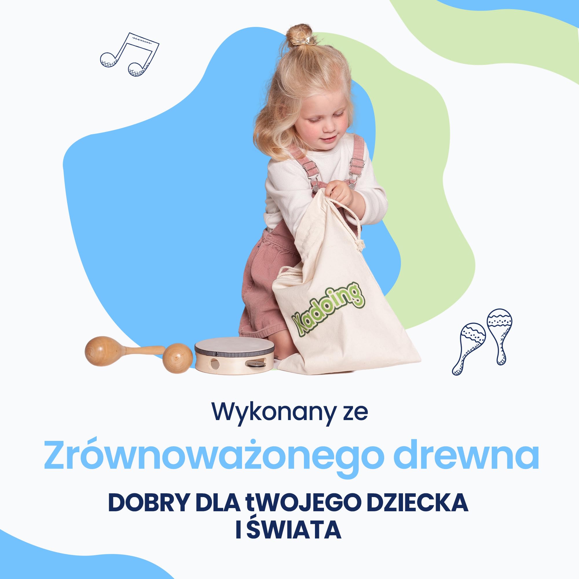 18-częściowy drewniany zestaw instrumentów muzycznych dla dzieci - zabawki Montessori - instrumenty edukacyjne - zabawki drewniane - prezent muzyczny - tamburyn - instrumenty zabawkowe