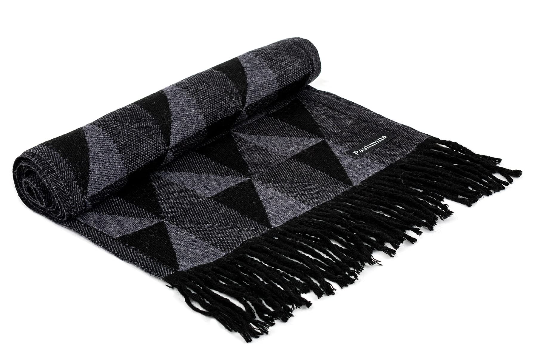 AMOLDO Unisex, warm und weich, Winter, Wolle, Acryl, bedruckt, Muffler, Schal für Damen und Herren (geometrisches Muster)