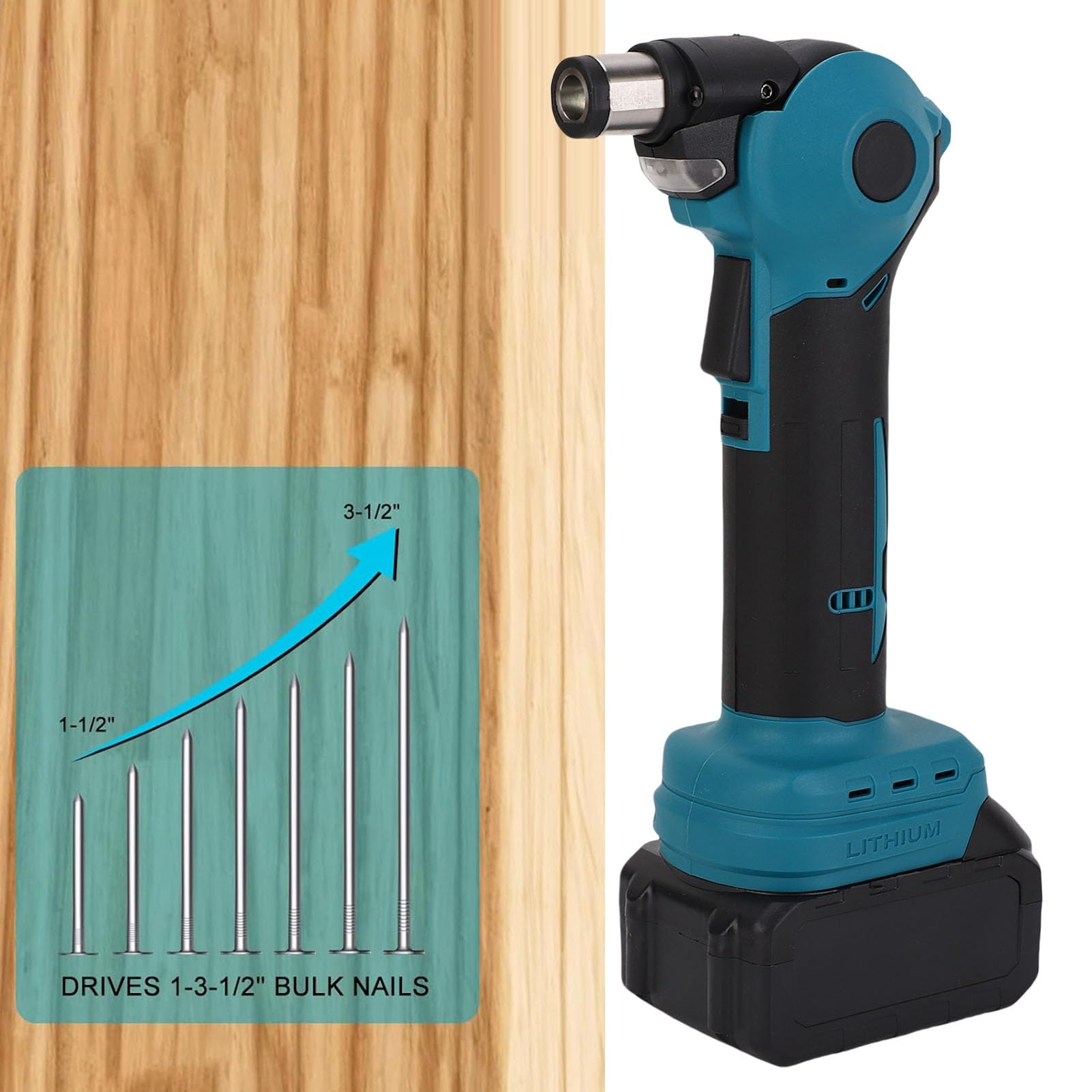 Sxhlseller Kit de Martillo Libre de Martillo, Batería de de Uñas Inalámbrico 2000mAh para Proyectos de Carpintería (Enchufe de la UE)