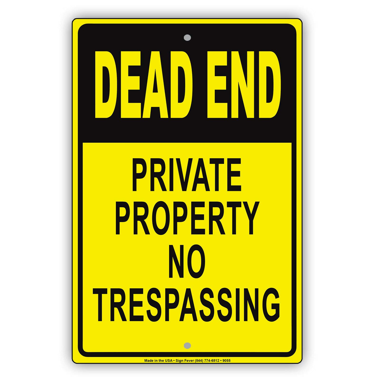 Dead End Private Land Metal Tin Sign, Dead End Road No Unauthorized Trespassing Yard Wall Decor, 12x8 Inches Aluminum