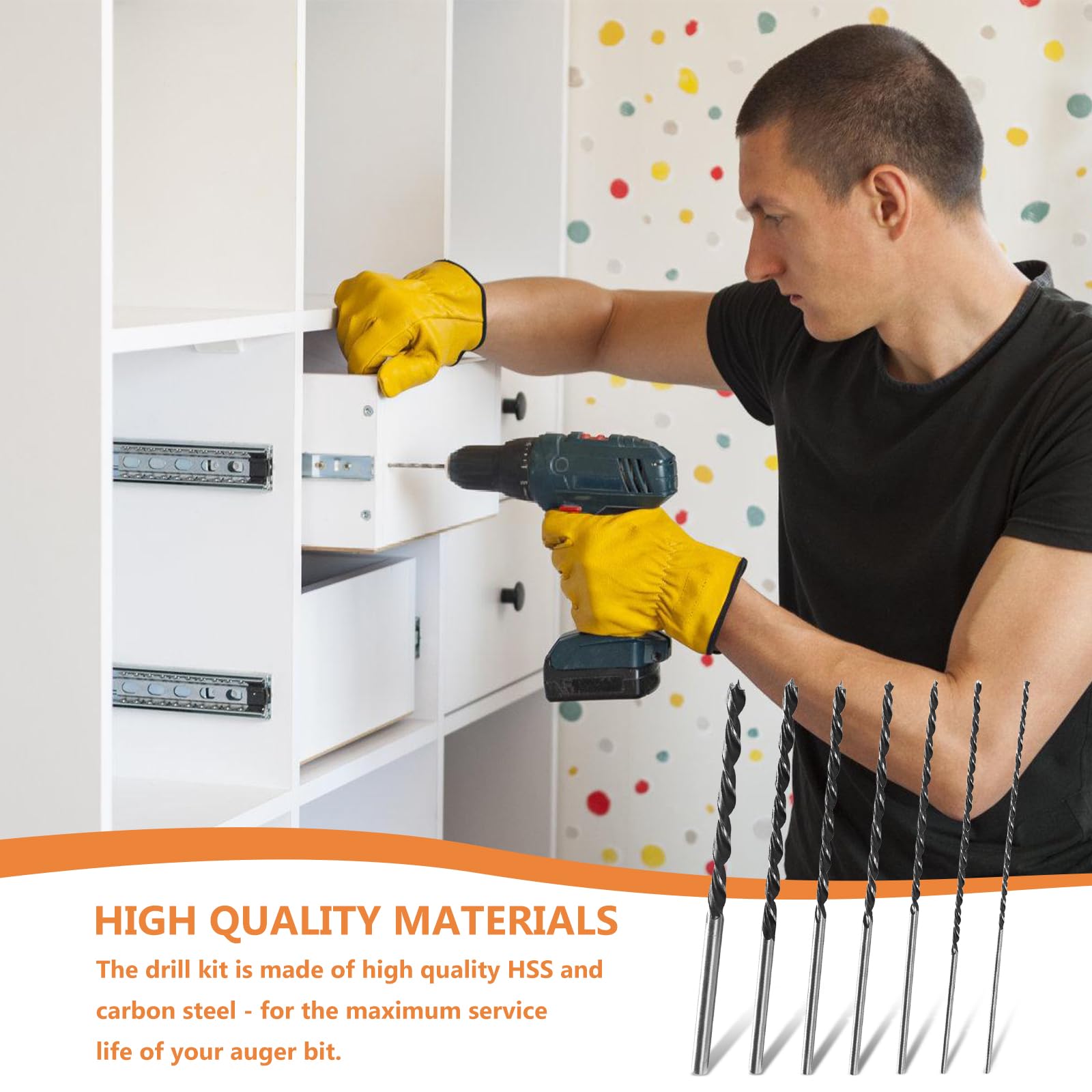 GOMETY Juego de 7 brocas para madera, 30 cm, extra afiladas, diámetro 4-12 mm, espiral para madera, para carpintería y bricolaje