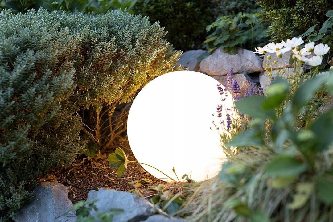 Kugelleuchte für Garten IP65-50 cm Kugel Außenleuchte Optik - E27 230V - winterfest - Erdspieße, austauschbare Lichtquelle, Weg- und Gartenbeleuchtung (Ø 50 cm)