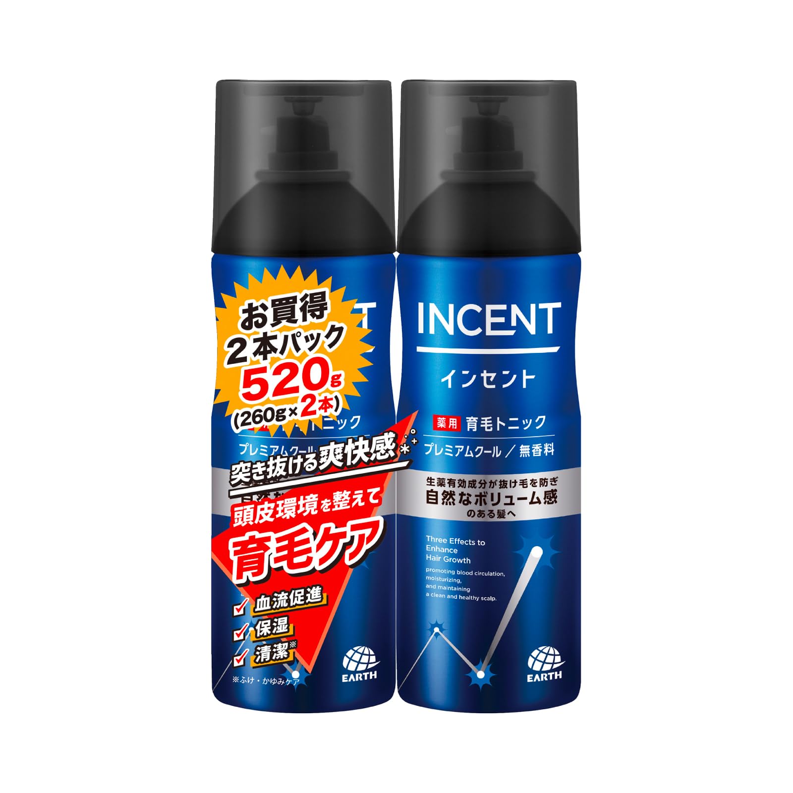 インセント薬用育毛トニック プレミアムクール(無香料) 男性向け 260g×2本