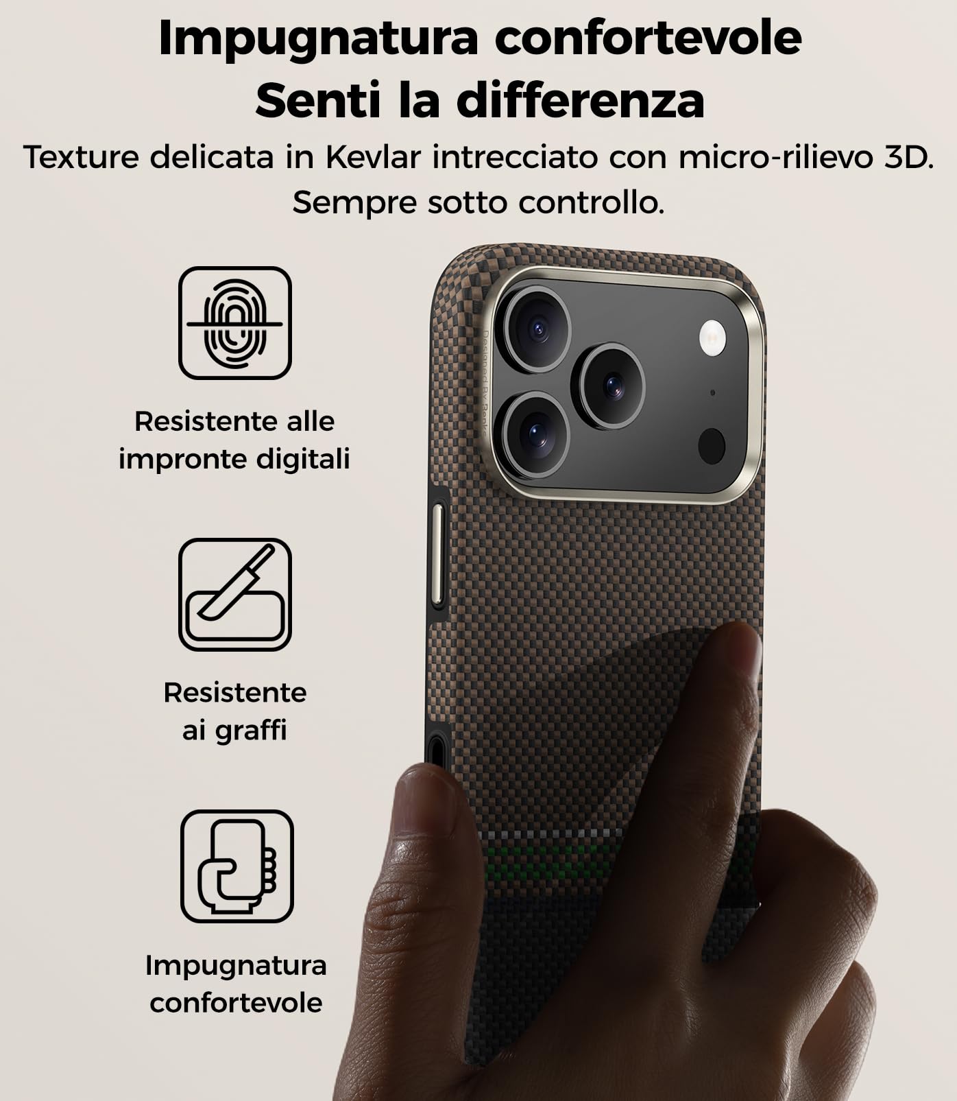 BENKS Prestige Cover per iPhone 17 Pro Max con Pulsante Controllo Fotocamera Compatibile con MagSafe, Antiurto Custodia in Fibra Aramidica DuPont Kevlar e TPU