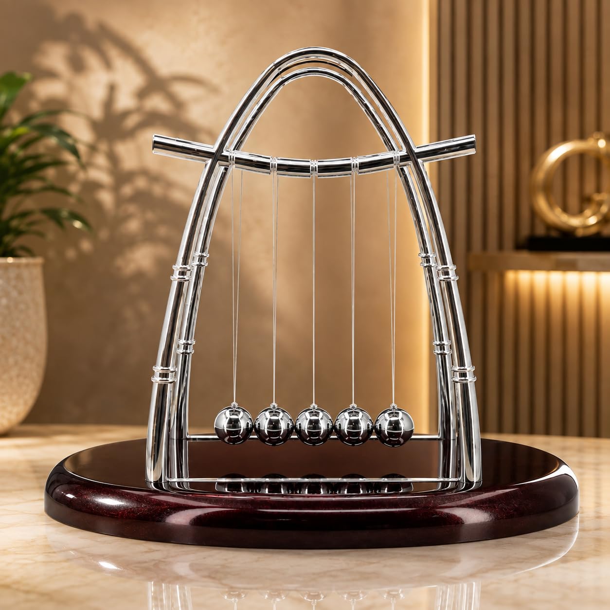 Newton's Cradle Balance Balls Desk Toy with Wooden Base | Executive Office Desk Decor | Physics Science Pendulum Balance Balls | Stress Relief Kinetic Energy Sculpture for Home Office Study Table-image-42