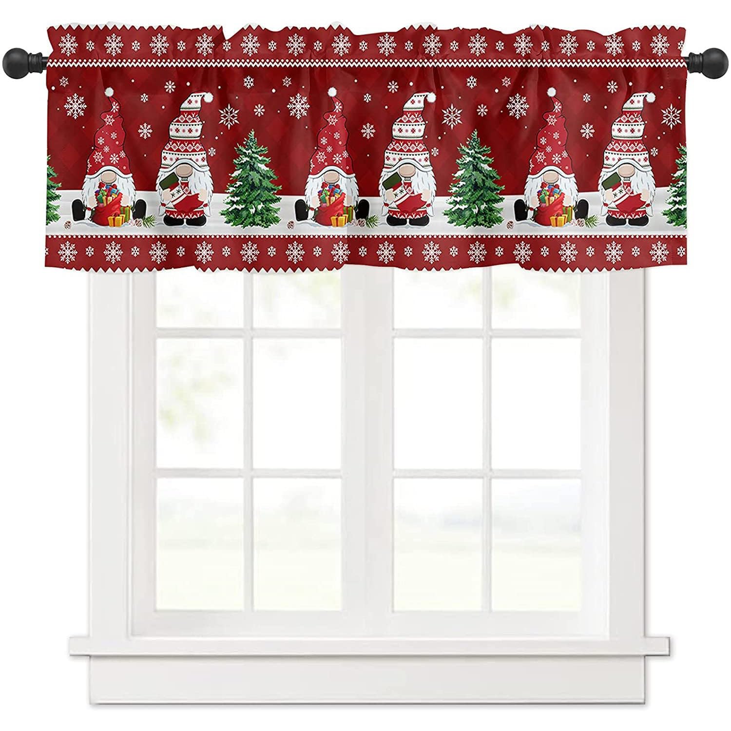 YEAHLEE Cortinas navideñas para cocina, cortinas cortas de Navidad para mayor espíritu navideño
