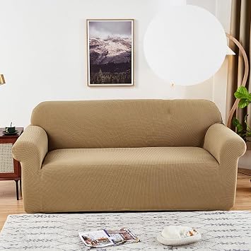 1 pcs Couch Covers for 2 Seater Couch Living Room High Stretch Sofa Cover Pets Dogs Anti Slip Thickened Slipcovers Furniture ProtectorCamel Color