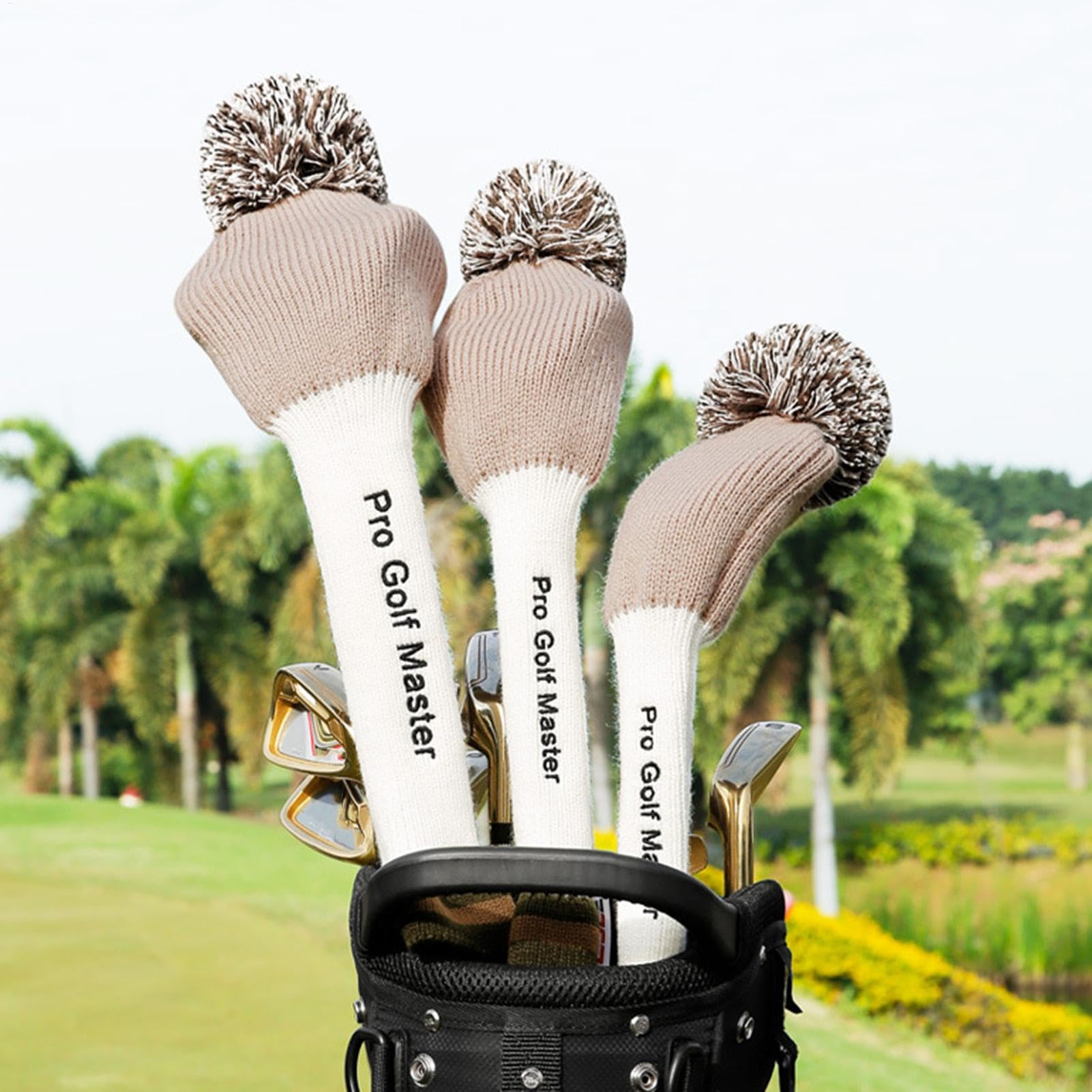 Fundas para Cabezas de Palos de Golf Maderas Tejidas,Fundas para Cabezas de Palos de Golf | 3 Piezas de protección para la Cabeza de Punto - Fundas para Cabezas de Golf con protección Ligera y c