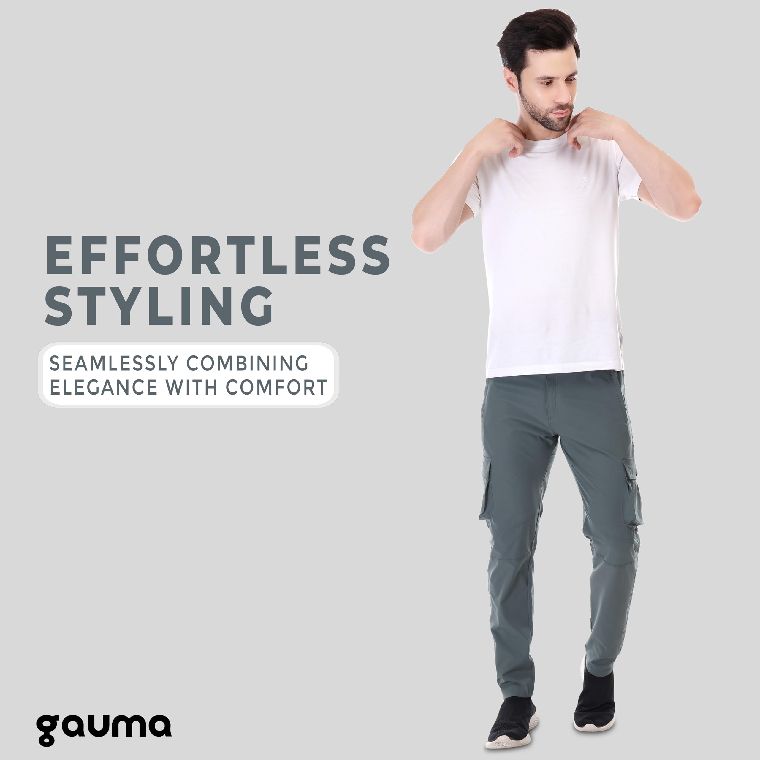 gauma Regular Fit Nylon Terry Cargos Lower with Zipper and Buttoned Leg Summer Cargo Pants for Men Gym Sports Travel Multipurpose Stylish Trendy Cargos Trousers (Green-Fogi-Medium)