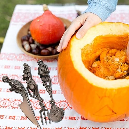 Miniatura 6 de Cubertería esquelética de Halloween Vajilla Tenedor Cuchara Cuchara Esquelético Juego de cubiertos esqueléticos Personalidad Calavera Esqueleto
