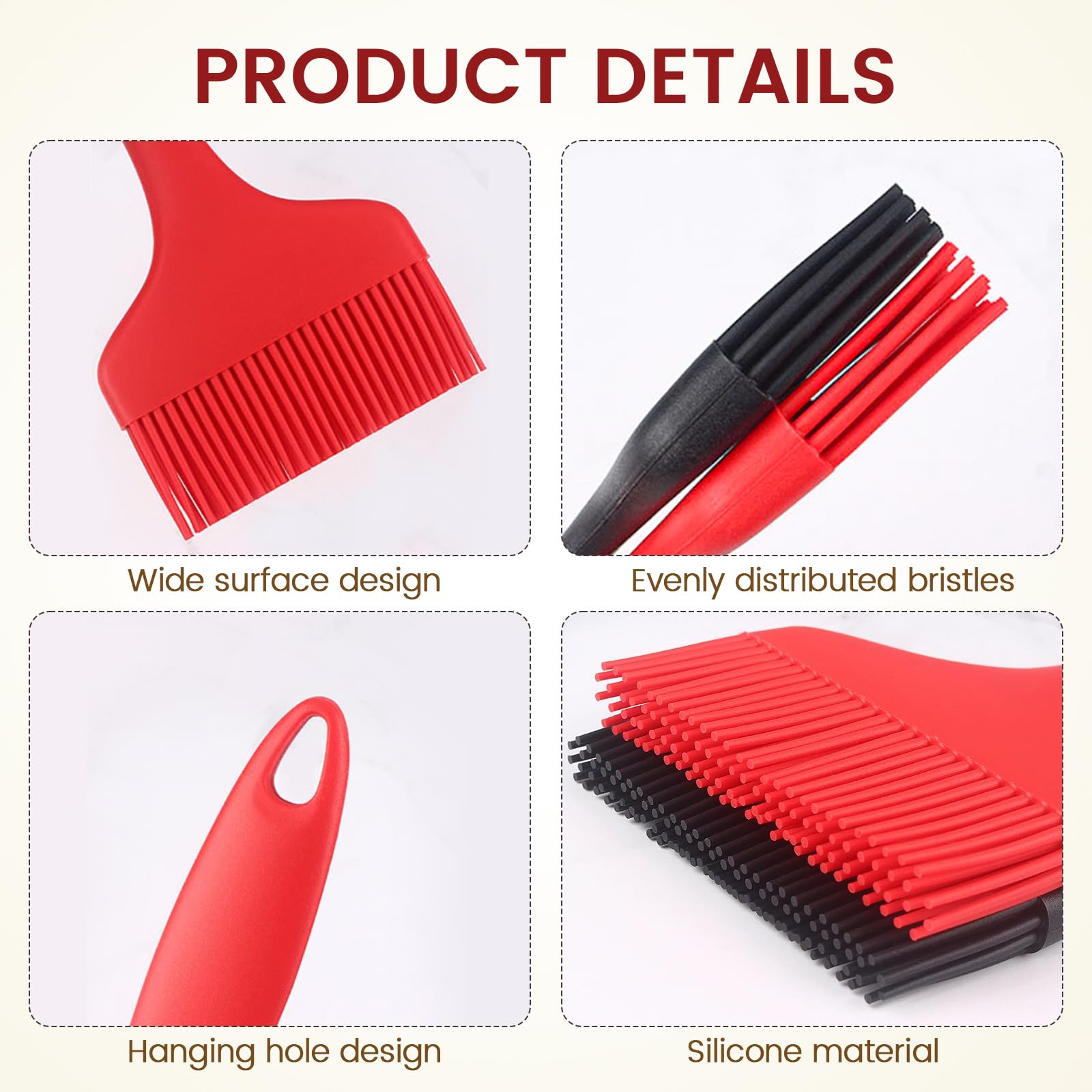 Set di 2 pennelli in silicone, pennelli da forno, pennelli in silicone, lunghezza 21 cm, pennello ad olio extra largo per cucinare, barbecue, pennelli da cucina di qualità alimentare e senza