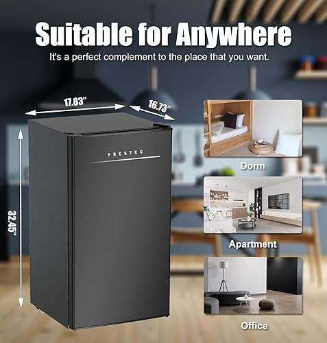 Miniatura 6 de Frestec Mini nevera con congelador mini refrigerador de 32 pies cúbicos con un solo toque fácil de descongelar 37 dB de bajo ruido refrigerador