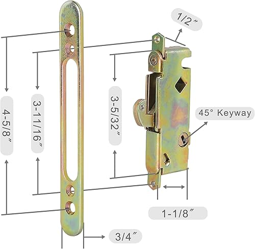 Miniatura 3 de MaxxGeek Juego de manijas de puerta corrediza de patio con cerradura de embutir, fundido a presión de zinc, giro de pulgar desplazado, se adapta a