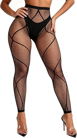 Buitifo Women Sexy Tights Fishnet Opening Leggings Lingerie Pants | Stripe Pantihose Sheer Mesh Bikini Cover Up Cute for Outfits One Size
