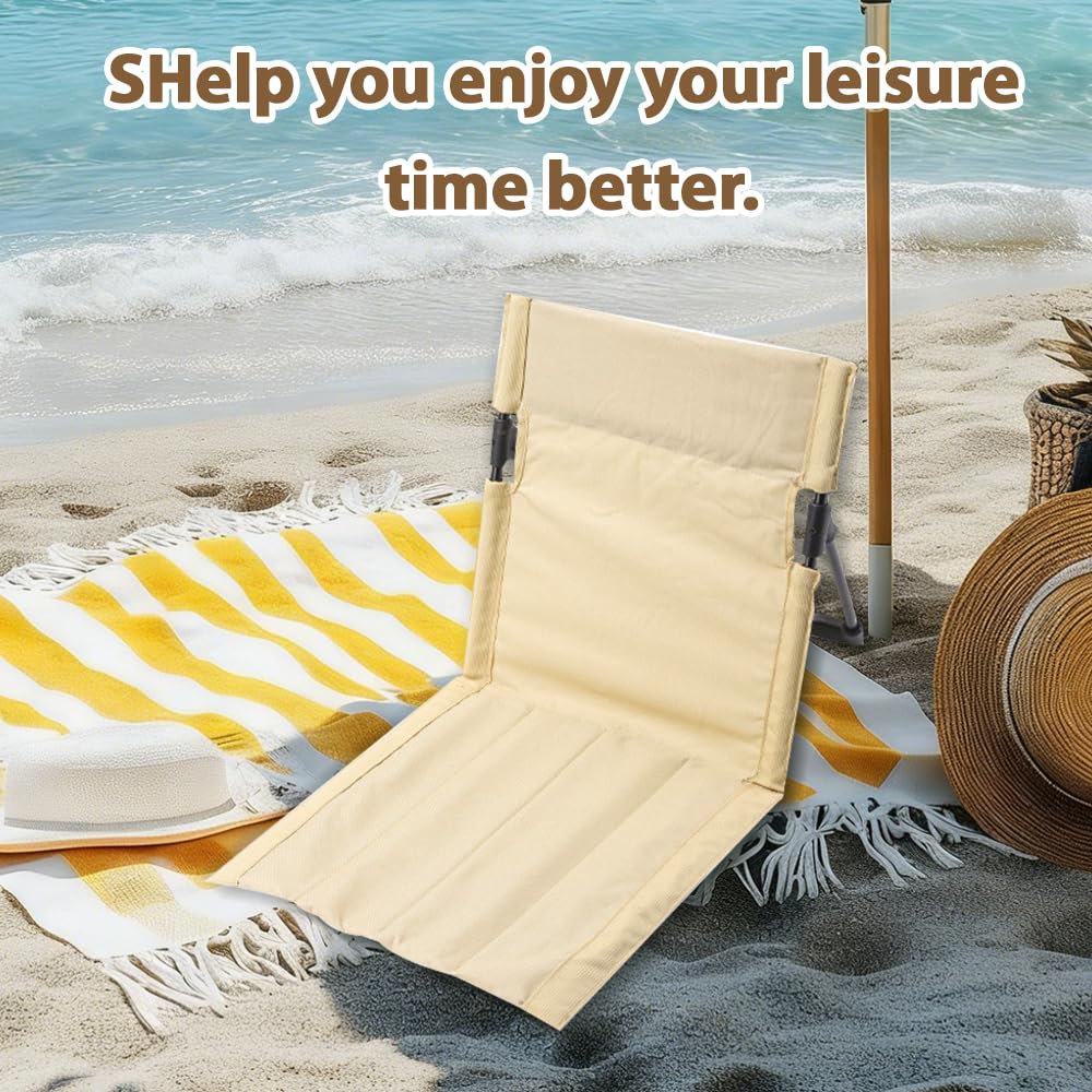 Strandsitz mit Rückenlehne, Strandstuhlkissen, Strand-Klappstuhl, Tragbare Strandliege Faltbarer, Bodenstuhl Klappbares Tribünenkissen, Strandmatte Klappbar für Picknick Garten Wandern