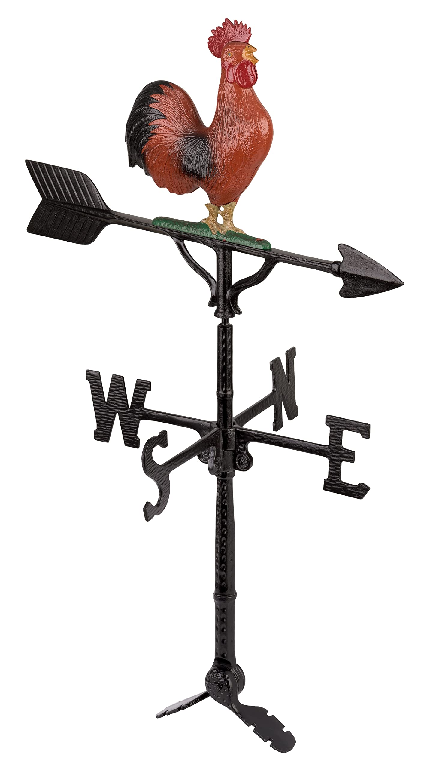 Montague Metal Products - 32'' Aluminum 3D Rooster Weathervane 200 Series - Wind Vane with Ornament - Roof Metal Decor - Mount Included (4 to Choose from) - Hand Cast Aluminum (Red)