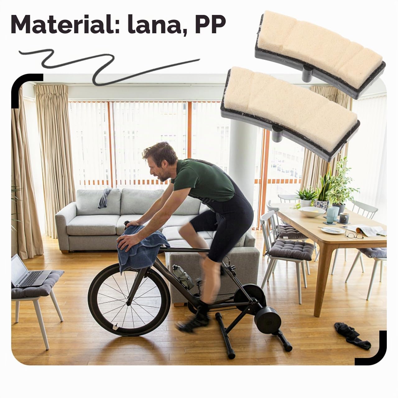 CLISPEED Pastillas De Freno para Bicicleta Estática Y Spinning Almohadilla De Fieltro Antideslizante Piezas De Freno para Ejercicio Fácil Instalación 3.62 X 1.25 X 0.98In 1 Par