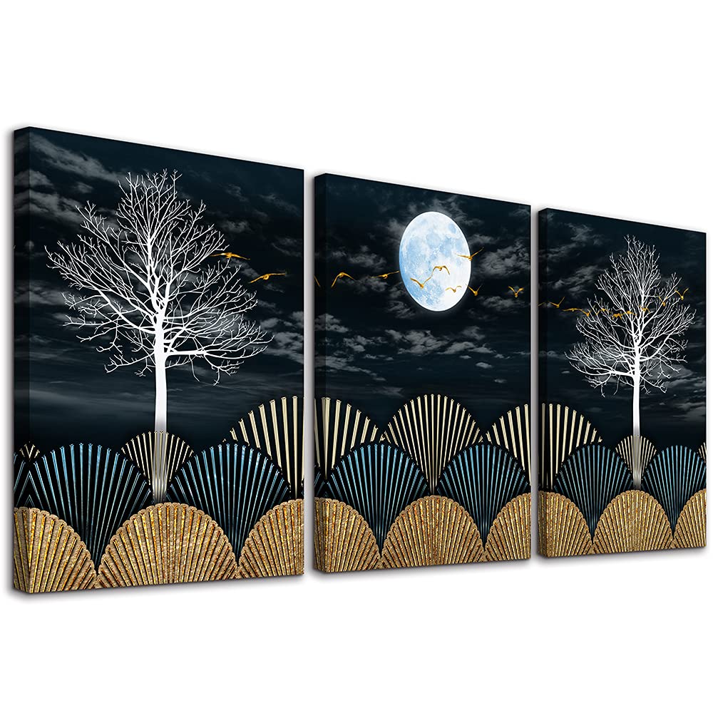 MHARTK66 Canvas Wall Art For Bedroom Decor Living Room Bathroom Black And White Landscape Painting Modern 3 Piece Framed Abstract Prints Ready To Hang Pictures Home Decoration