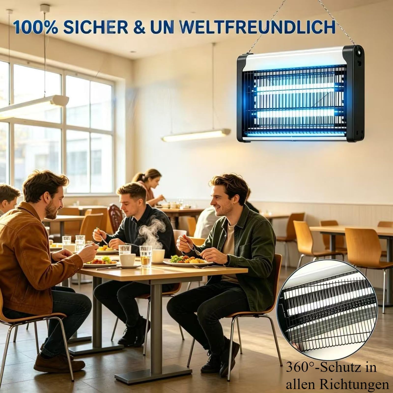 Insektenvernichter Elektrisch 20W, Fliegenfalle Elektrisch mit UV-Lampe, 3000V Mückenlampe, Wandmontage möglich, Perfekt gegen Mücken, Fliegen, Motten & Fliegende Insekten CHEMIEFREI