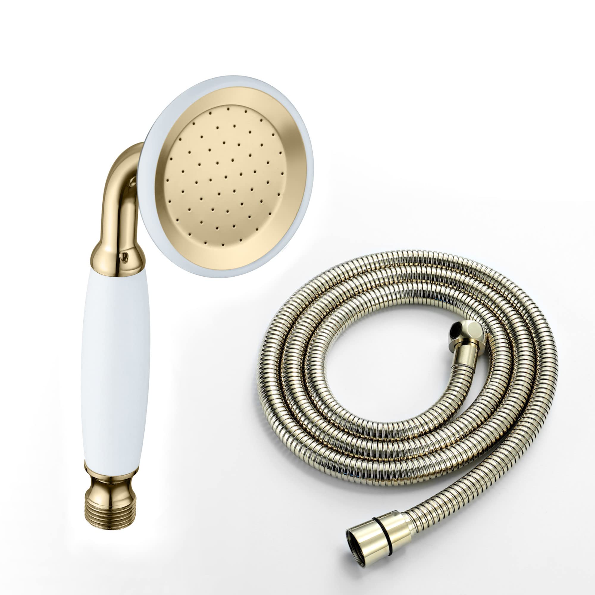 ENKI, EH013, Chrome, Traditional Handheld Shower Head, Hose, Solid Brass & Stainless Steel, Traditional Design, Easy Clean & Easy to Install, Standard UK Fitting