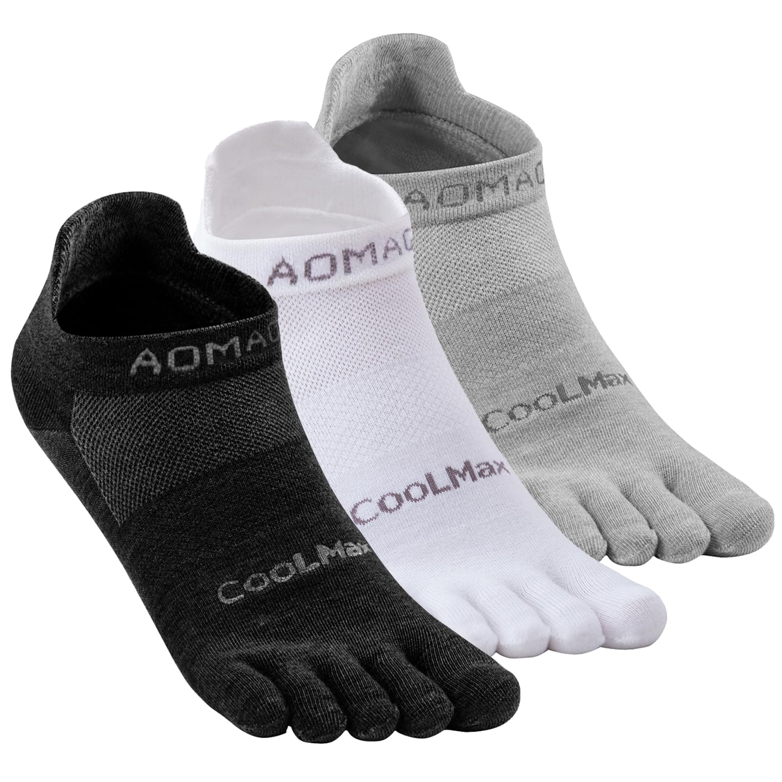 Toe Socks for Men and Women Athletic Running Coolmax Five Finger Ankle/Quarter Socks Breathable Lightweight, 3 Pairs