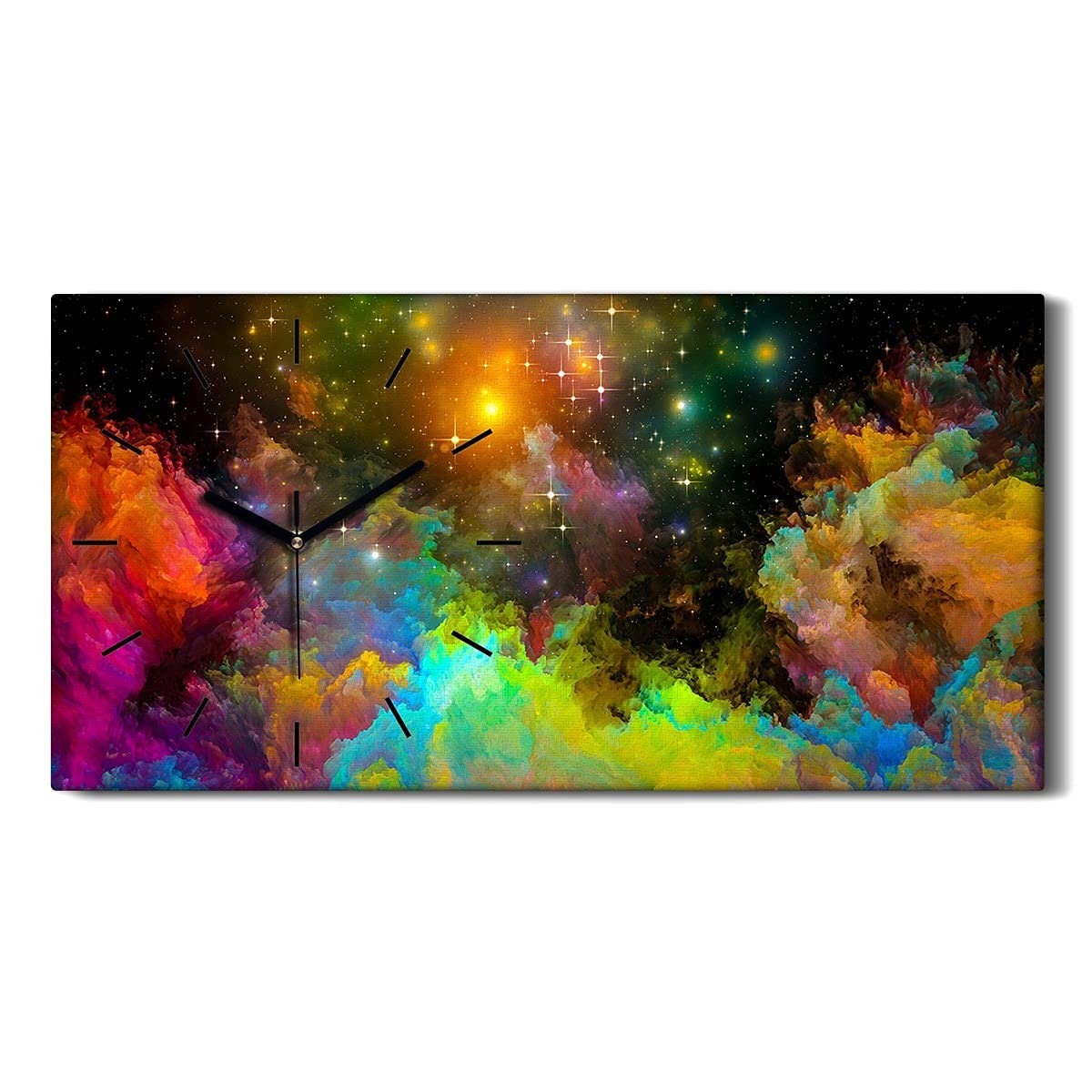 Horloge sur Toile Galaxy Virtual 60x30cm - Cadran Silencieux pour Décoration Murale de Salon