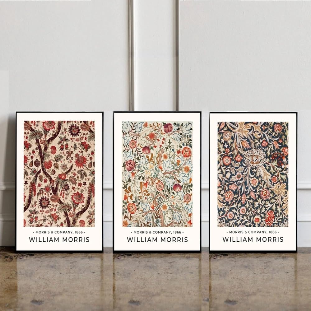 GOSRD William Morris Posters Canvas Print Painting Wall Art Vintage Poster Floral Decor(40x60cm-3Pcs)