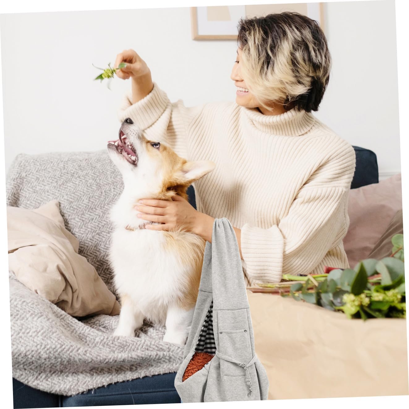 BESTonZON Dog Sling Carrier Bag Portable PET Shoulder Bag for Dogs and Cats Breathable Crossbody Sling Adjustable Strap for Outdoor Travel and Hiking