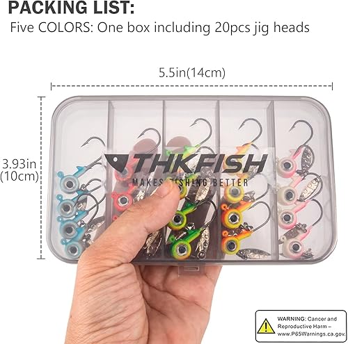 Miniatura 8 de THKFISH Jig Heads Crappie Jigs anzuelos de pesca, cabezas de plantilla para pesca de señuelos de cangrejo, plantillas de pesca para agua dulce, 20