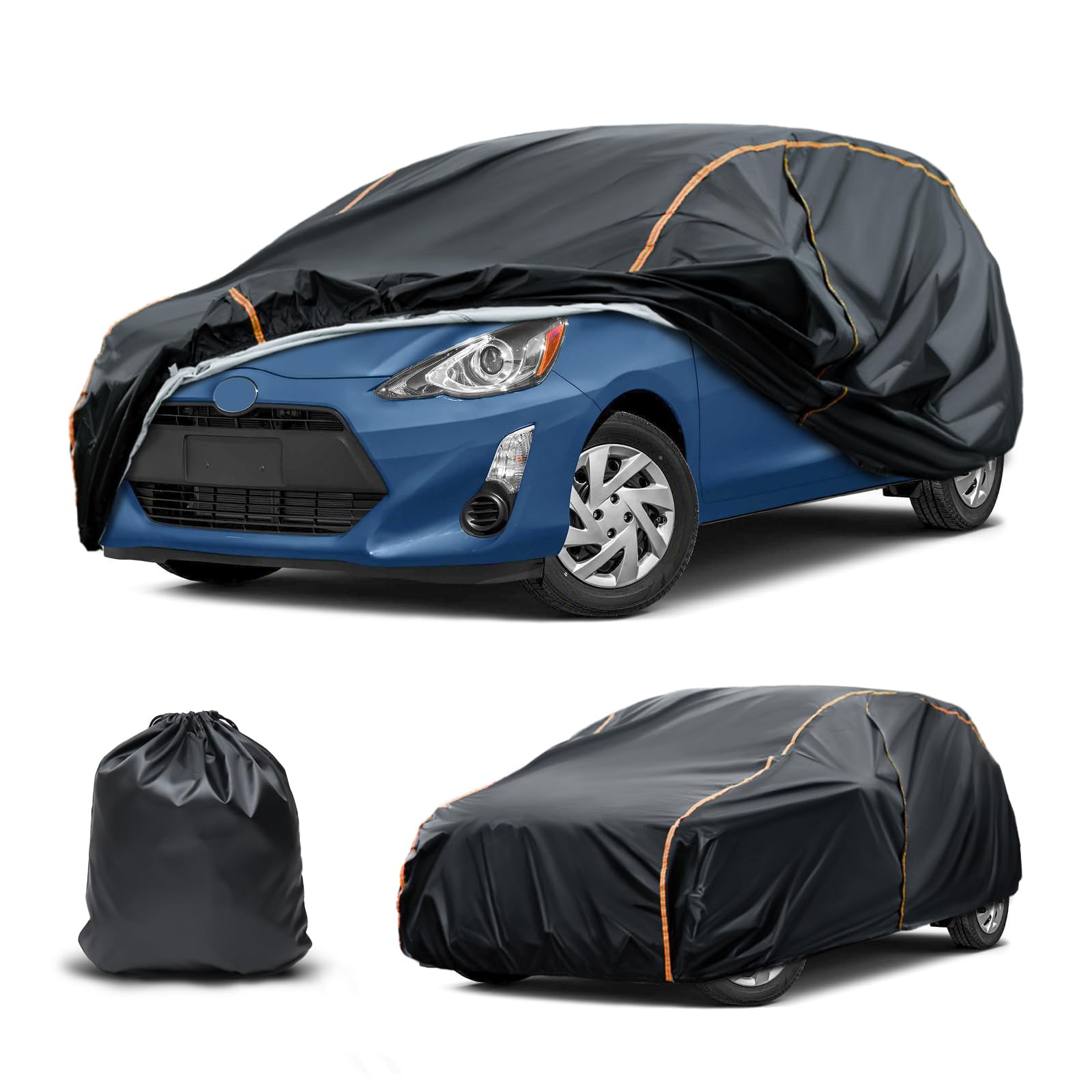Photo 1 of LJKryptovolaris Car Cover Compatible with Toyota Prius C,Waterproof All-Weather Protection,Spunlace Cotton PEVA Cover with Zipper Door