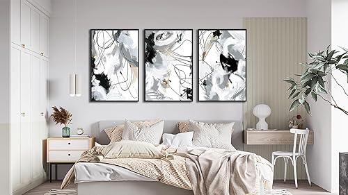 Miniatura 3 de Large Framed Wall Art Canvas - Natural Framed Art Abstract Canvas Pictures for Living Room Modern Canvas Prints for Bedroom Black Float Framed