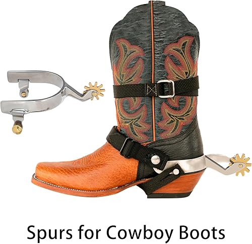 Miniatura 4 de Watris Veiyi 1 par de espuelas de caballo para hombres y mujeres, espolones de botas de acero inoxidable, accesorios de espuelas no se oxidan,