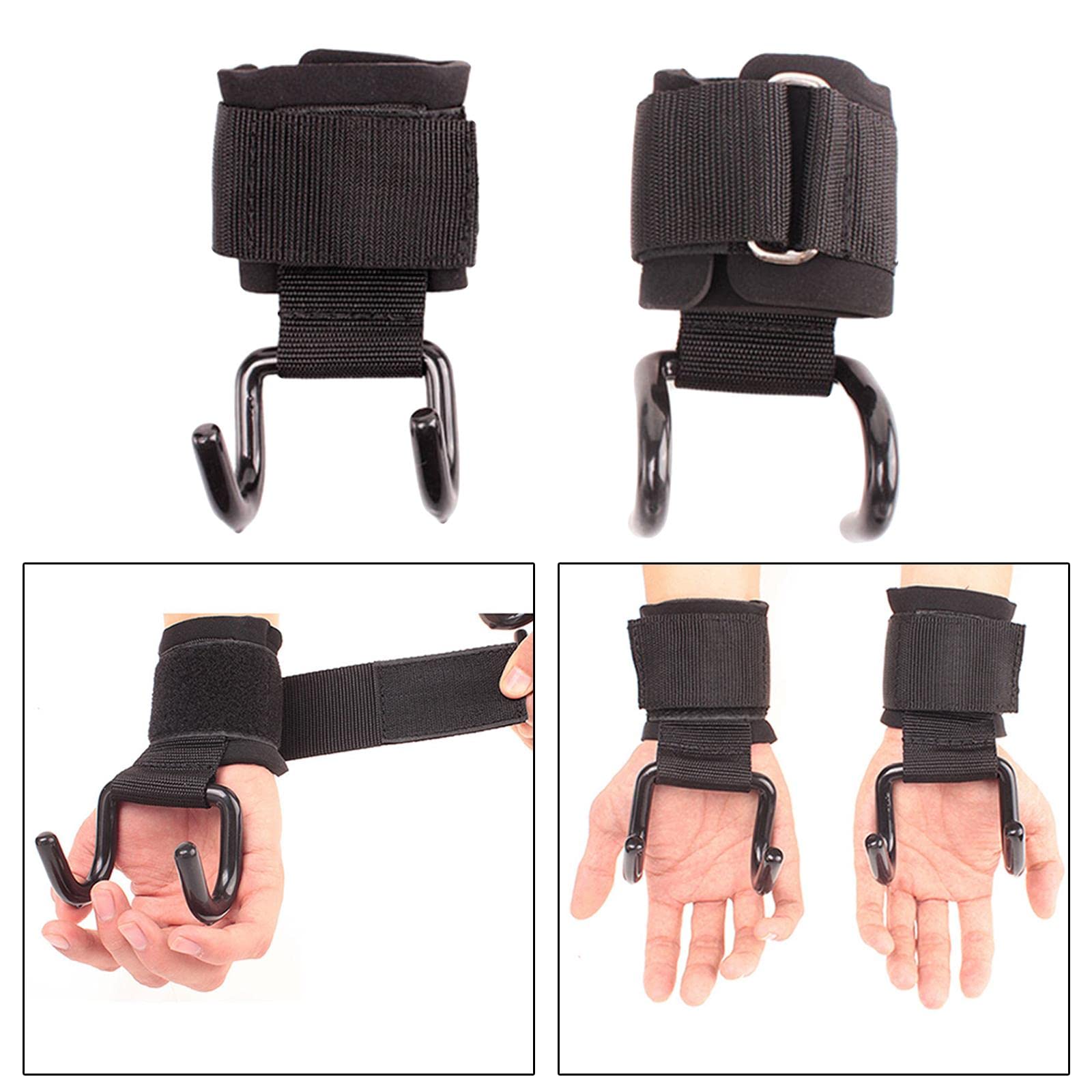 1 paio di ganci per sollevamento pesi, cinghie di supporto per polso, guanti da palestra, 2 ganci, lunghezza 35 cm