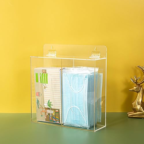 Miniatura 3 de Dispensador de guantes montado en la pared, dispensador de cubierta de zapatos de redecilla, soporte acrílico para guantera, transparente (para 2