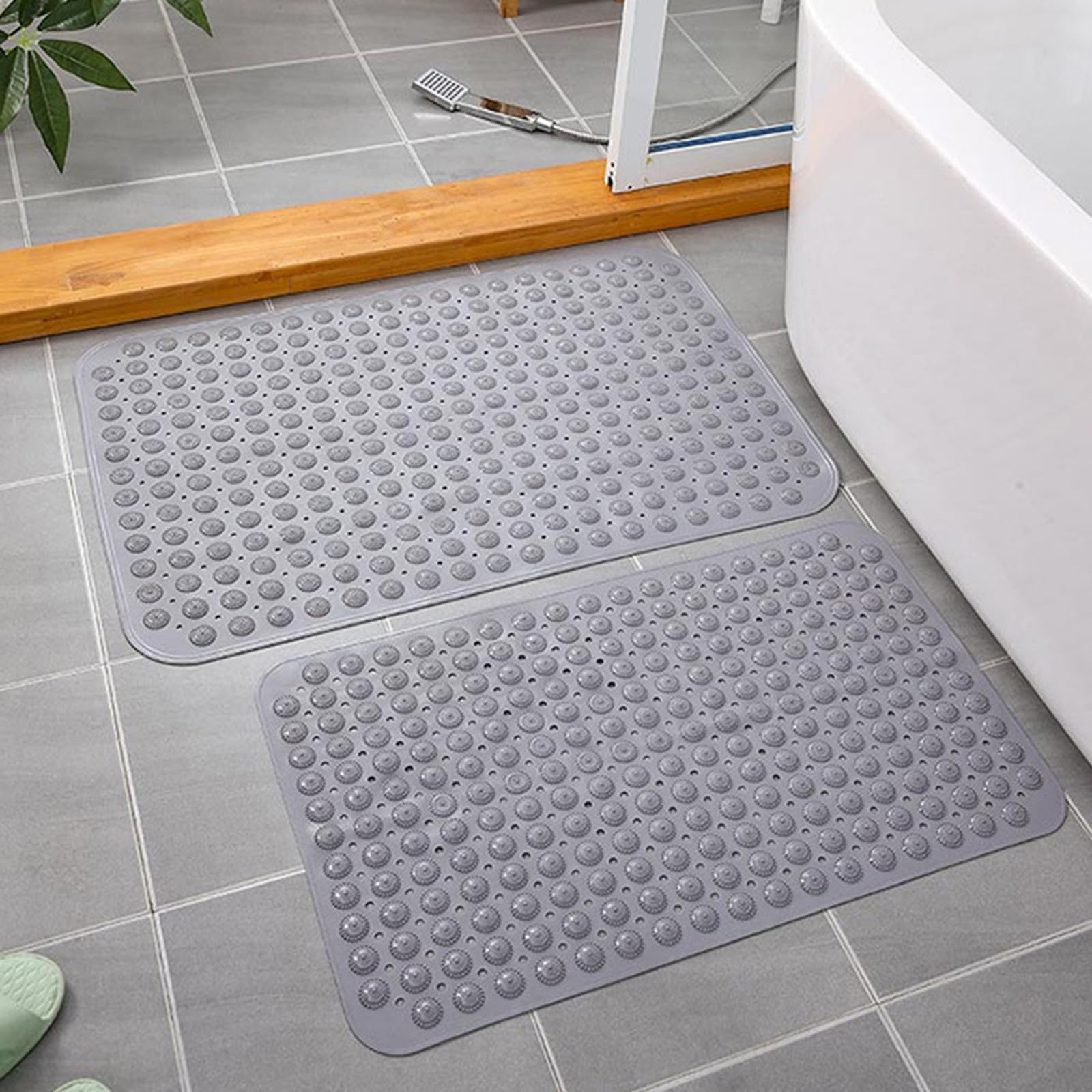 PVC Antirutschmatte für Die Dusche, Universal Duschmatte rutschfest Badewanne mit Abflusslöcher, Weich Badewannenmatte mit Saugnäpfen, Waschbar Rutschmatte Dusche,D,58x88cm/23x35in