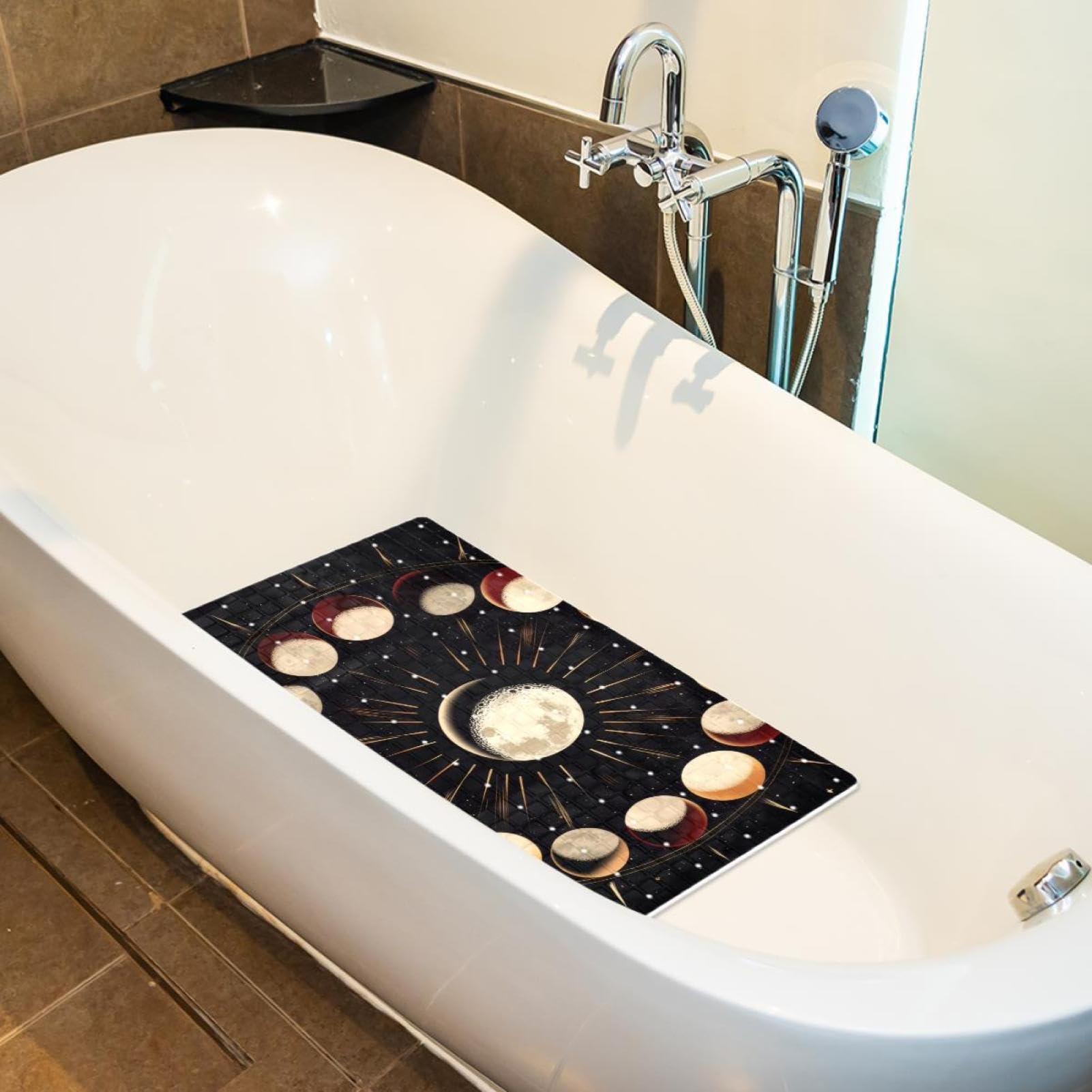 Mystical Moon in Space Tapis de bain rectangulaire antidérapant avec ventouses Lavable en machine 40 x 70 cm