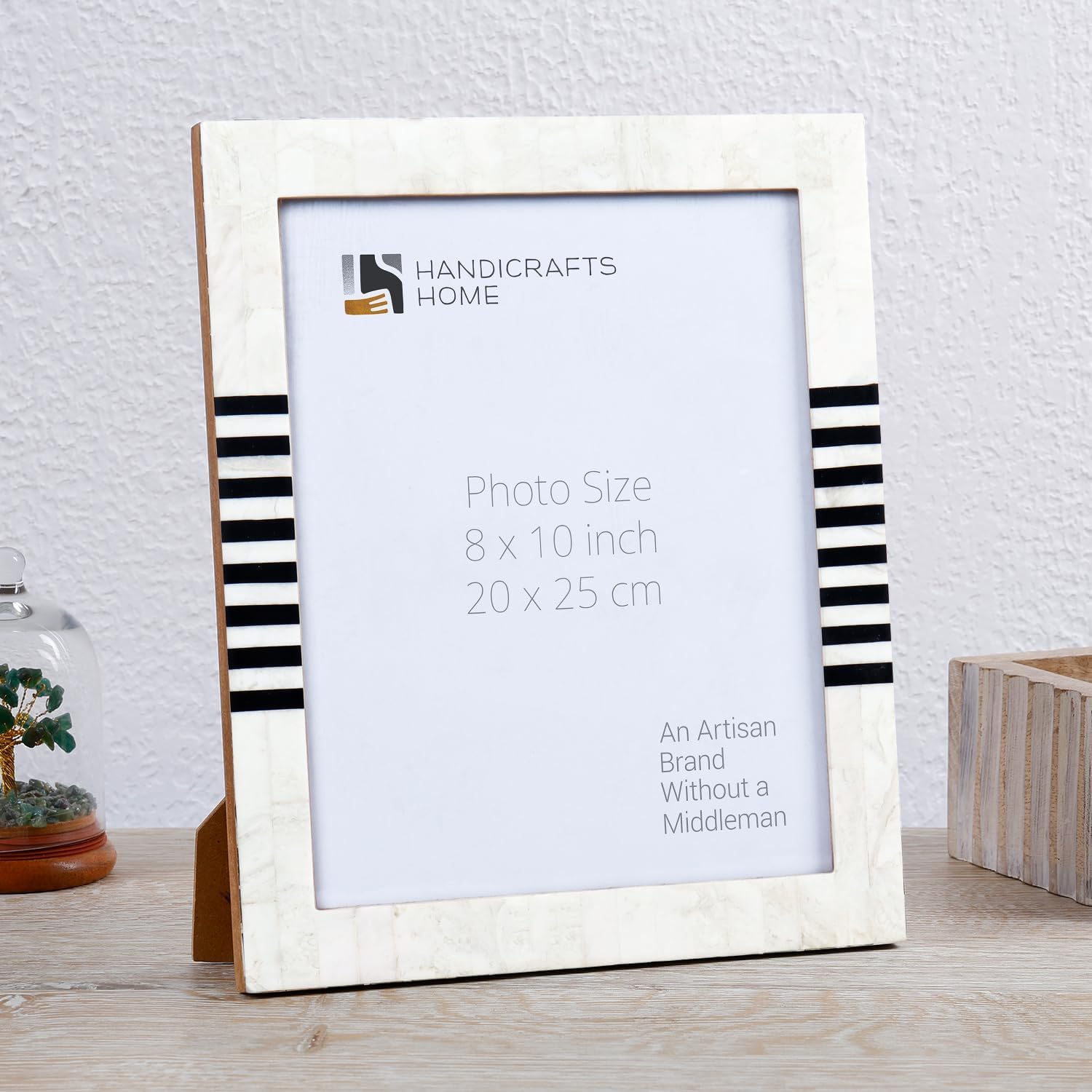 Handicrafts Home White Picture Frame, Handmade Resin Inlay 8x10 Black & White Photo Frame for Decorative Photo Frames for Home Decor, Wall & table top Decor, Shelf Decor, Desk Decor & Gallery Wall