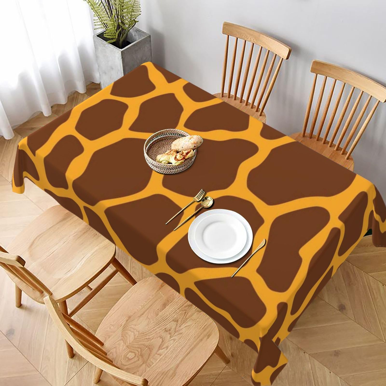 BNVSADC Giraffe Print Printed Rectangle Tablecloth 228x152 CM, Water Resistant Polyester Table Cloth Decorative Fabric Table Covers for Kitchen Dining Table Parties Camping