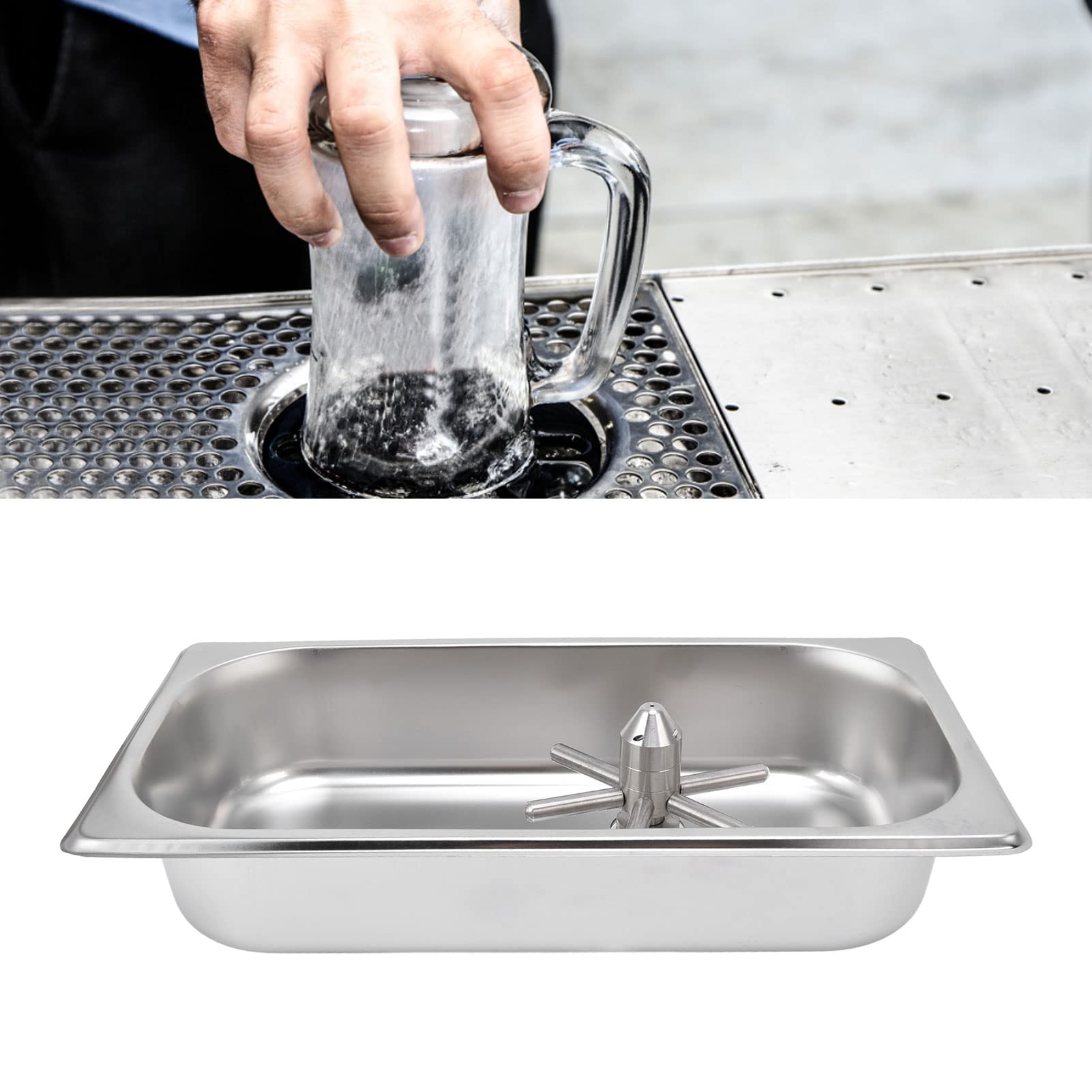 Enjuagadora de Vidrio de Acero Inoxidable, Lavadora de Vidrio de Rotación Automática para una Limpieza Rápida de Fondo y Paredes, Limpiador de Tazas a Presión para Fregadero de Cocina, Bar