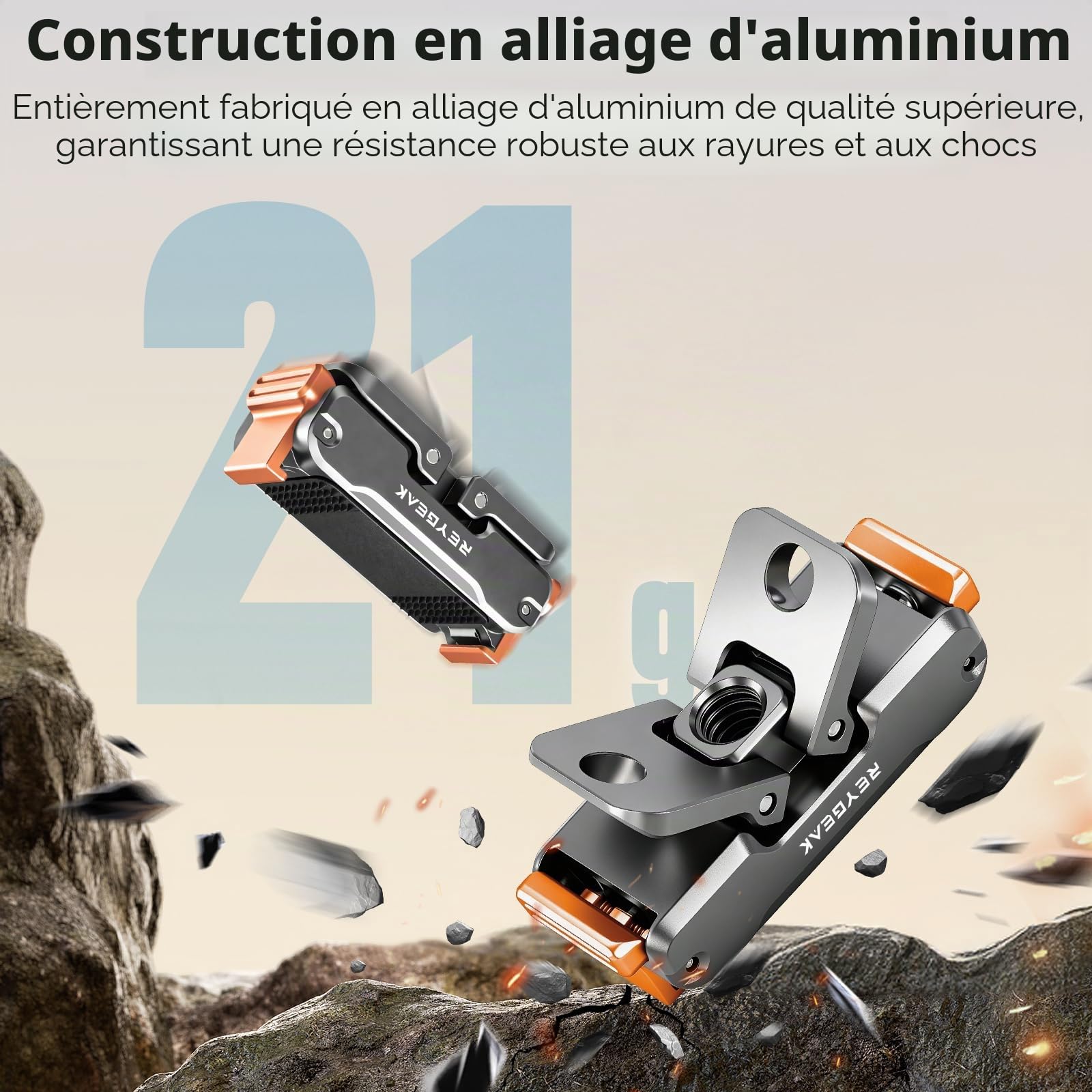 Support Magnétique REYGEAK Pour DJI Action 6/5/4/3 – Rotatif 360°, Aluminium CNC, Vis 1/4, Démontage Rapide