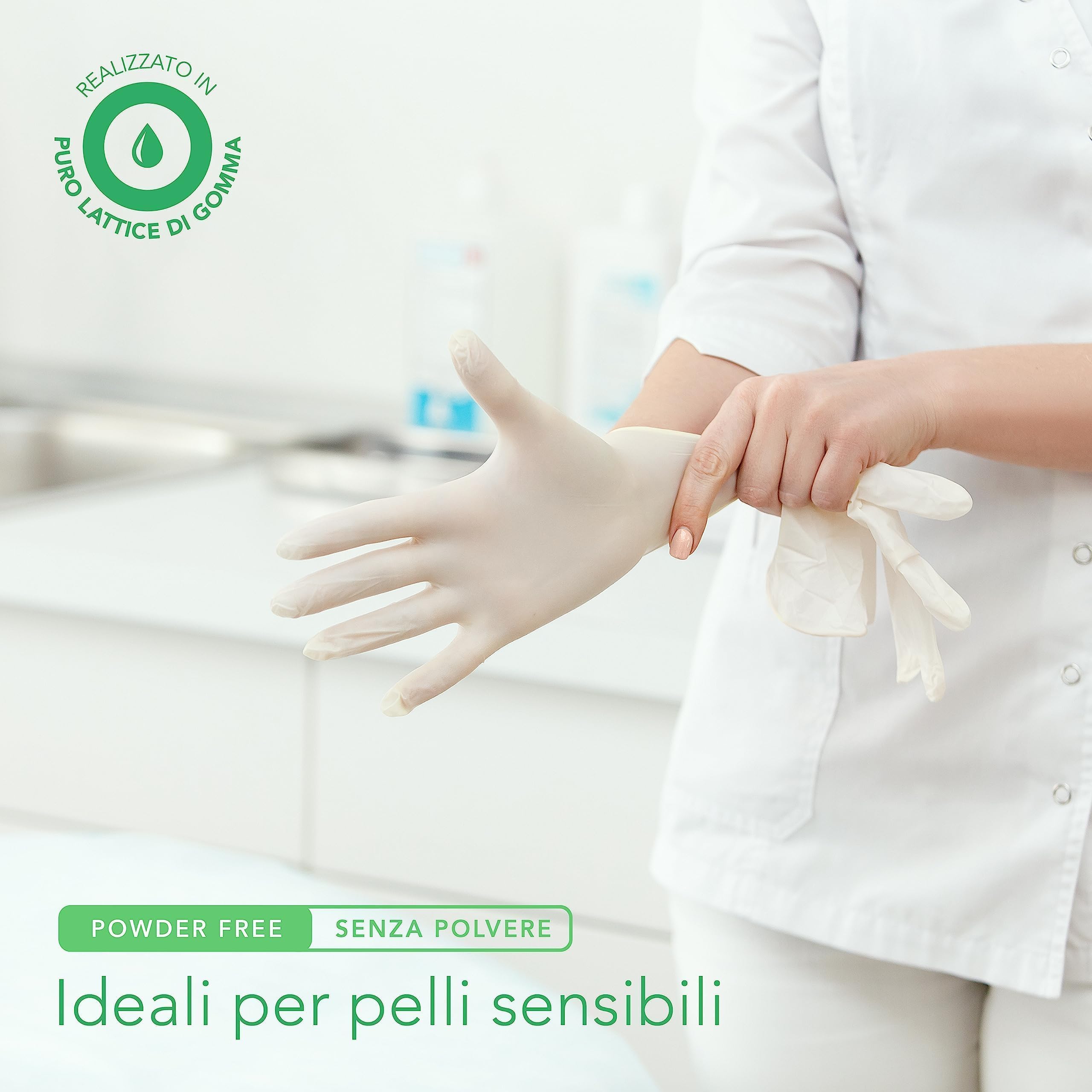 AIESI® Jednorazowe rękawice lateksowe z pudrem do zastosowań medycznych DOCTOR GLOVES