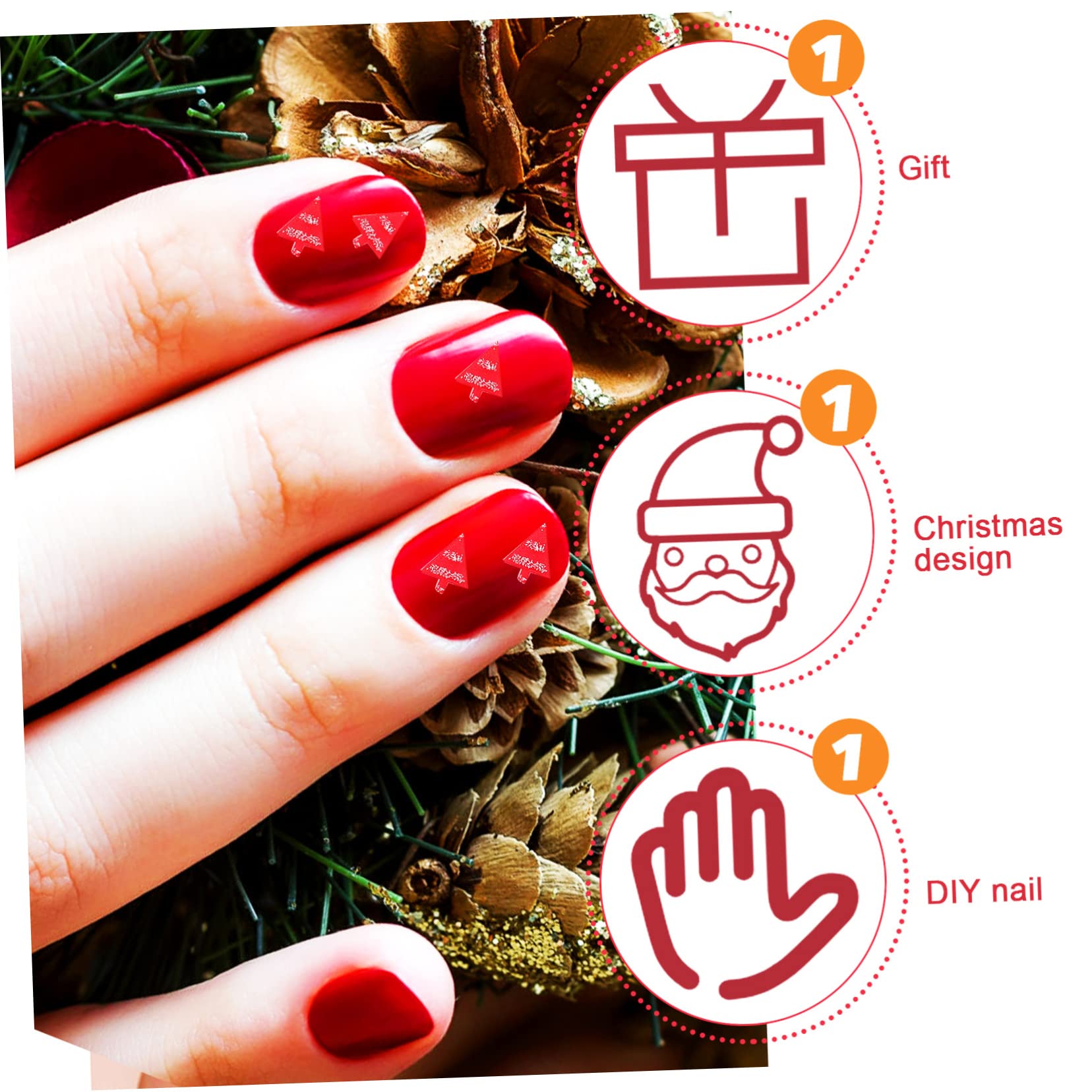 Healvian 25fogli Adesivi Per Unghie Natalizi Di Stickers Per Manicure Fai Da Te Wraps Per Unghie Tema Natale Facile Applicazione e Design Naturale Per Festività Art Creativa