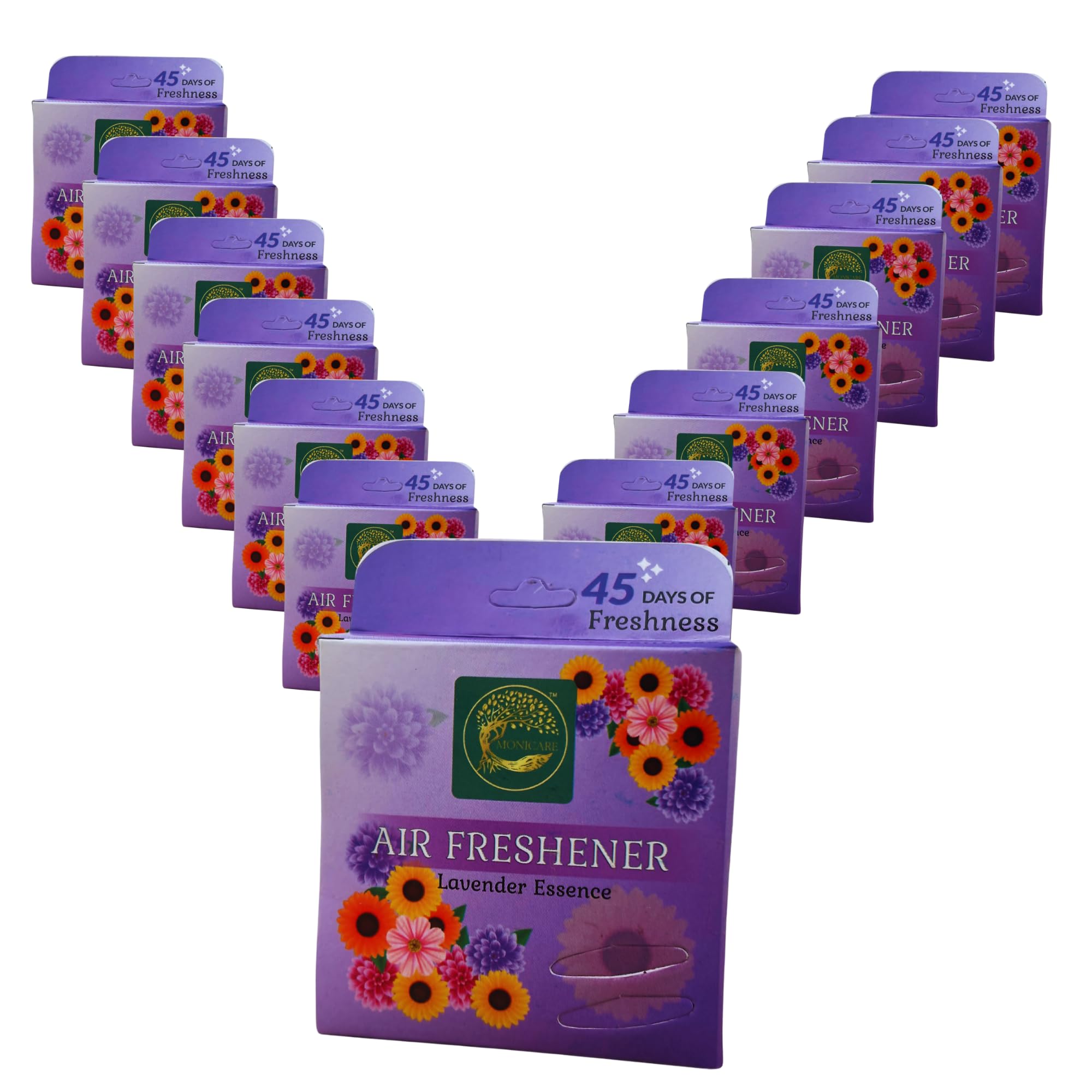 Monicare Lavender Air Freshener Power Pocket – Long-Lasting Freshener, Eliminates Odors for Up to 45 Days, Ideal for Cars, Closets, and Small Spaces (Pack of 13)