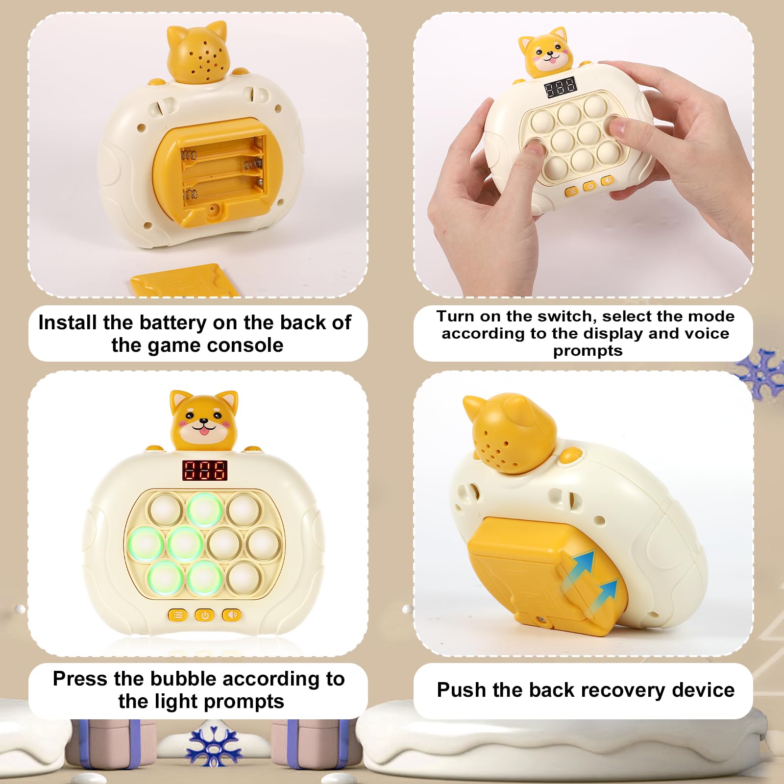 POP IT • Juguete de empuje rápido multimodo: la máquina de juego de presión de mano con luz incluye 4 modos de juego: modo desafío, modo de memoria, modo de puntuación y POP IT • Juguete de empuje rápido multimodo: la máquina de juego de presión de mano con luz incluye 4 modos de juego: modo desafío, modo de memoria, modo de puntuación y