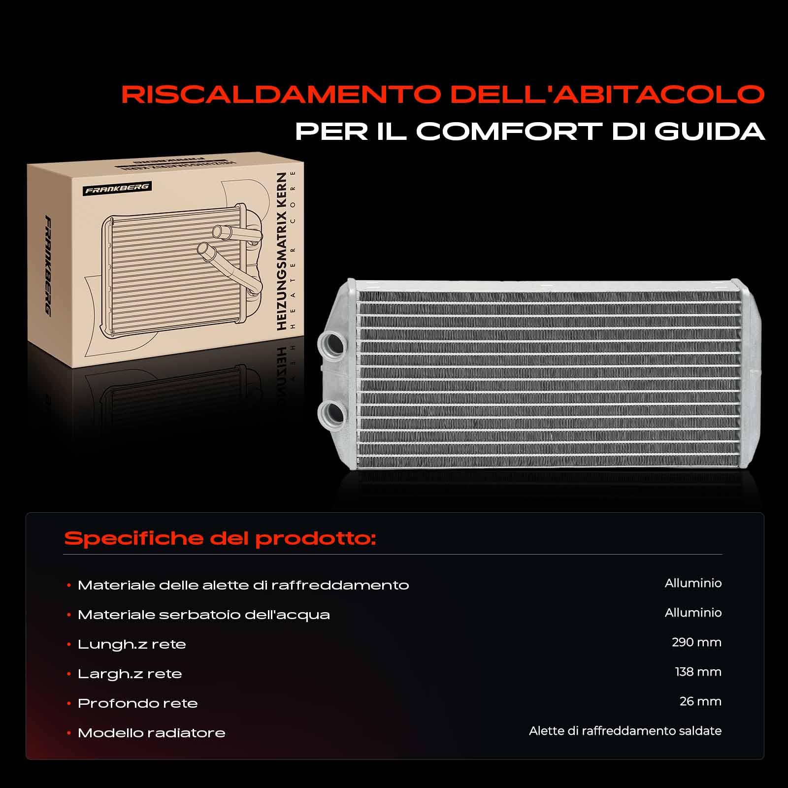 Frankberg Scambiatore di calore Riscaldamento interno Compatibile con Berlingo Multispace B9 1.6L Berlingo Multispace B9 1.2L C4 Grand Picasso I UA 1.6L Partner Tepee 1.6L 71164, 6448Q6