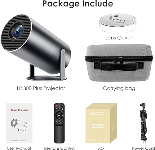 Miniatura 5 de HY300 Plus - Mini proyector portátil de enfoque eléctrico, Keystone automático y 4K/300 ANSI, proyector inteligente HD con WiFi 6, Bluetooth, ajuste