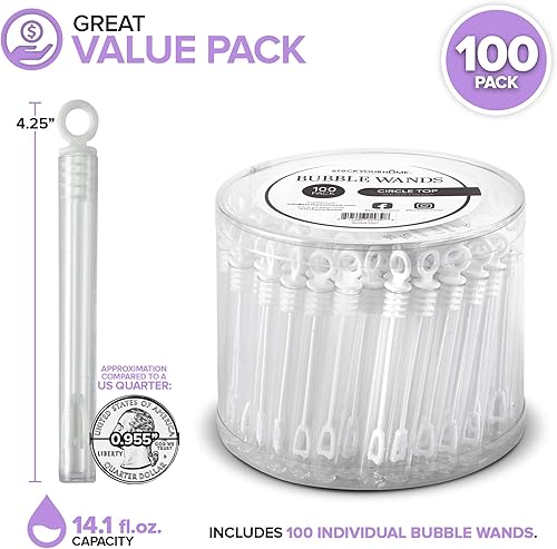 Miniatura 2 de Burbujas de boda a granel  Varitas circulares blancas (100 unidades) individual mini varita de burbujas para bodas, recuerdos de fiesta de