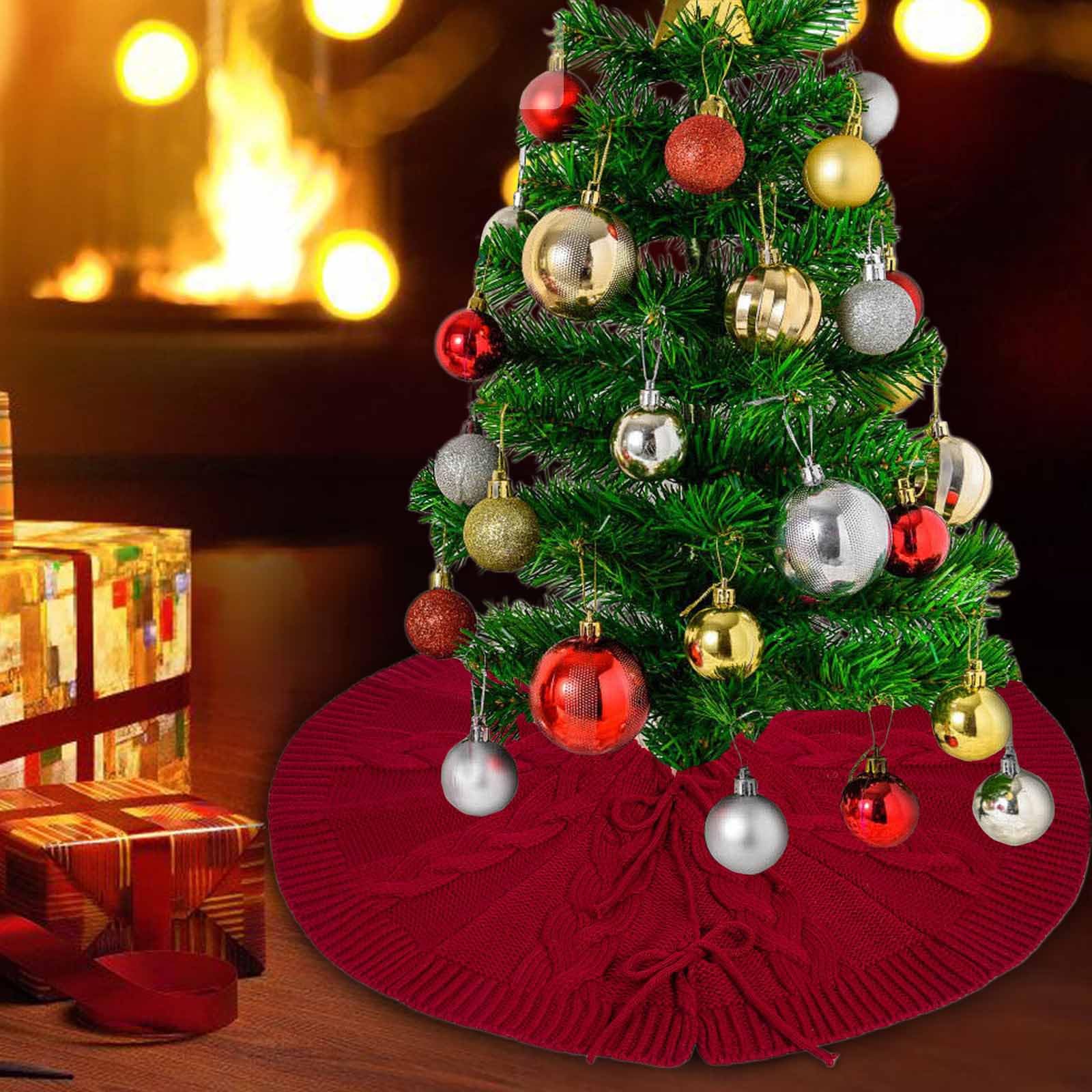 Tappetino decorativo rotondo per albero di Natale, elegante, lavorato a maglia, copertura base per albero di Natale, elegante decorazione per la casa