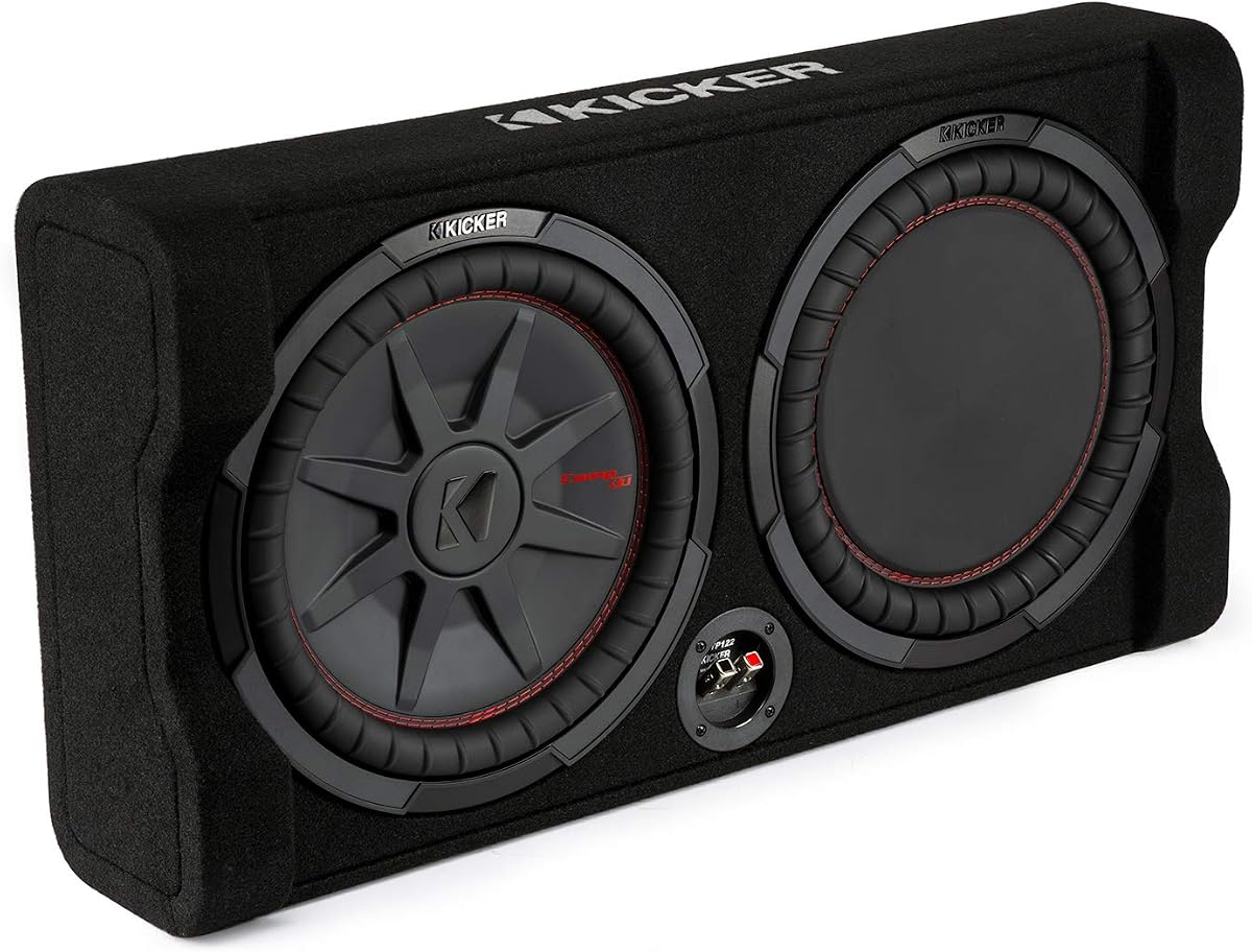 Kicker TRTP122 12 Inch Thin Subwoofer Enclosure 2 Ohm Passive (Renewed) | Space-saving sub bass under truck seats, down-firing design, deep lows without losing cargo room, built-in loaded box