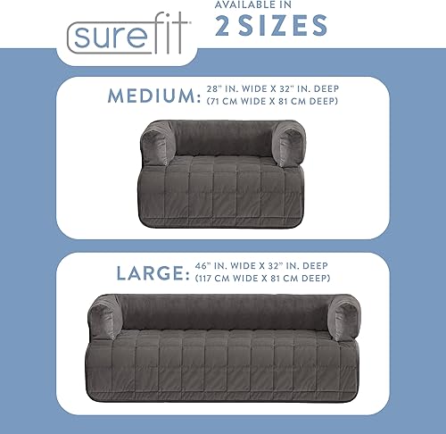 Miniatura 8 de SureFit Pet Otis - Cama acolchada de 3 lados para mascotas, protector de sofá impermeable para perros y gatos, tela de felpa y control de olores,